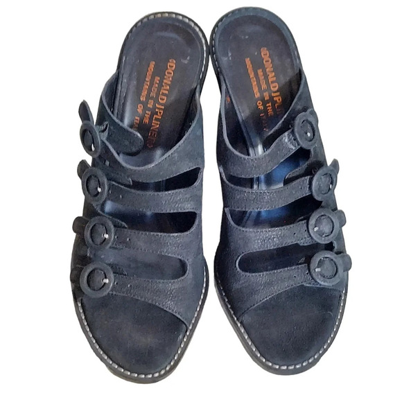 Donald J Pliner Black Suede Strappy Buckled Heeled Sandals‎ Mules - Picture 5 of 15